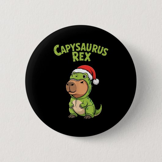 Funny Capybara T-rex Costume Christmas Kids Boys Ronde Button 5,7 Cm (Voorkant)