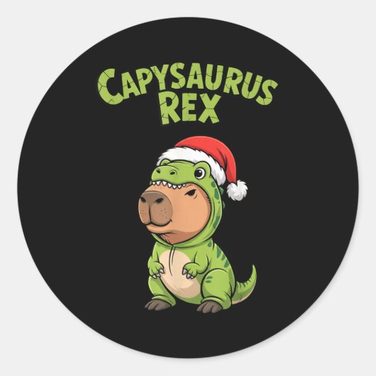 Funny Capybara T-rex Costume Christmas Kids Boys Ronde Sticker (Voorkant)
