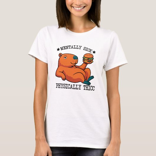 Funny Capybara Thicc Meme T-shirt (Voorkant)