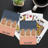 Funny Capybara Triplet gepersonaliseerd Pokerkaarten