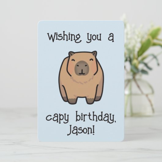 Funny Capybara Verjaardag Kaart (Staand voorkant)