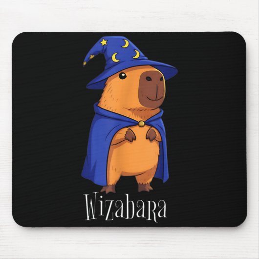 Funny Capybara Wizard Costume Wizabara Graphic Kid Muismat (Voorkant)