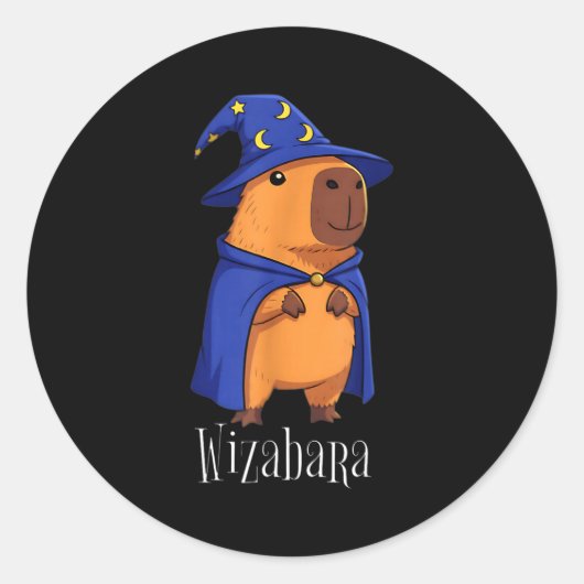 Funny Capybara Wizard Costume Wizabara Graphic Kid Ronde Sticker (Voorkant)