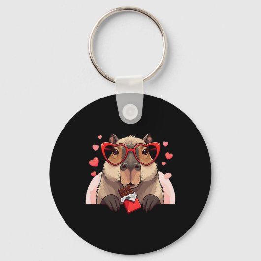 Funny Capybyra Hart Chocolade Valentijn Vrouwen Me Sleutelhanger (Voorkant)