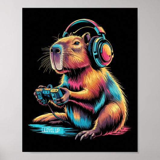 Funny Capyra Video Gamer Capyra Poster (Voorkant)