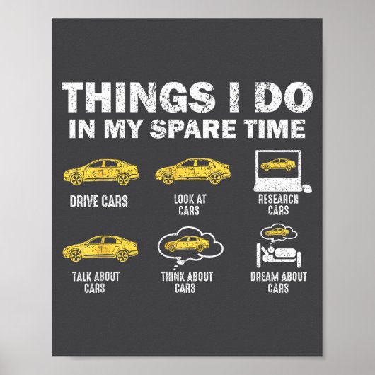 Funny Car 6 Things I Do In My Spare Time  Poster (Voorkant)