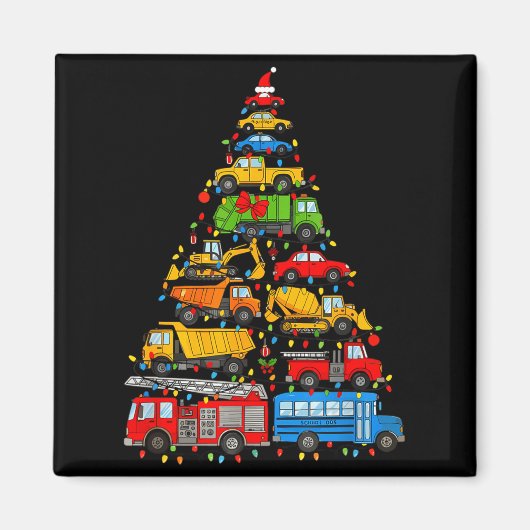 Funny Car Christmas Tree Xmas Light Boys Kids Todd Magneet (Voorkant)