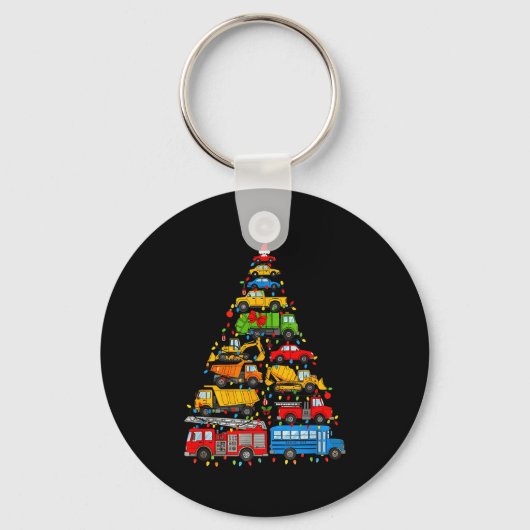 Funny Car Christmas Tree Xmas Light Boys Kids Todd Sleutelhanger (Voorkant)
