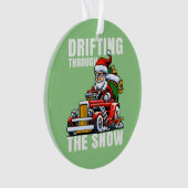 Funny Car die de kerstman bestuurt als hij door de Ornament (voorkant)