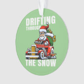 Funny Car die de kerstman bestuurt als hij door de Ornament (voorkant)
