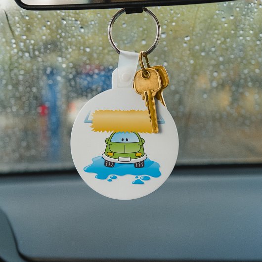 Funny Car In A Car Wash Keychain