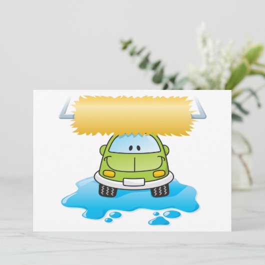 Funny car in een auto was uitvindingen kaart (Staand voorkant)