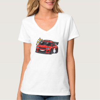 Funny Car Lover V-hals T-shirt voor vrouwen