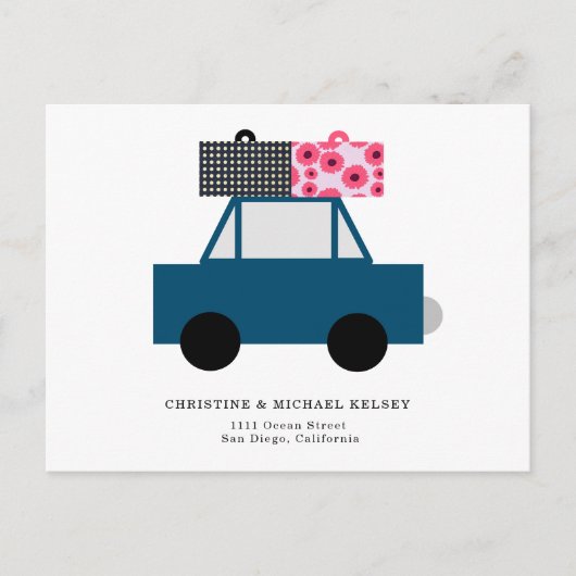 Funny Car New Home Adres Aankondiging Briefkaart (Voorkant)