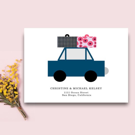 Funny Car New Home Adres Aankondiging Briefkaart