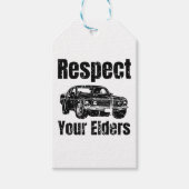 Funny Car -  respect voor uw oudere man Cadeaulabel (Voorkant)