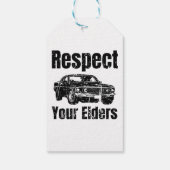 Funny Car -  respect voor uw oudere man Cadeaulabel (Achterkant)