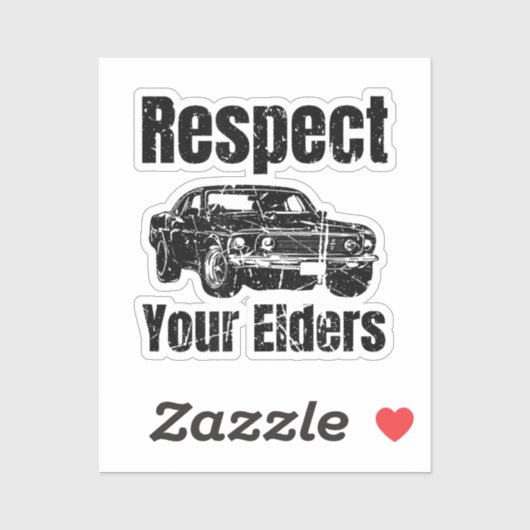 Funny Car -  respect voor uw oudere man Sticker (Vel)