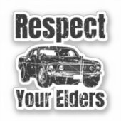 Funny Car -  respect voor uw oudere man Sticker (Voorkant)