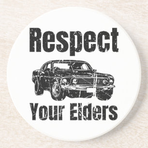 Funny Car -  respect voor uw oudere man Zandsteen Onderzetter