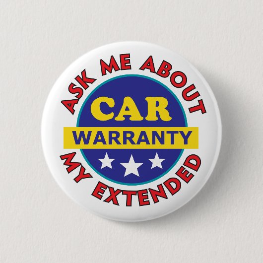 Funny Car Warranty Pin Ronde Button 5,7 Cm (Voorkant)