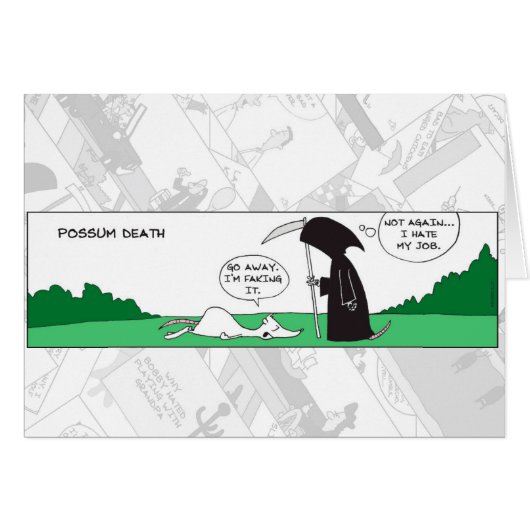 Funny Card - Possum Death (Voorkant Horizontaal)