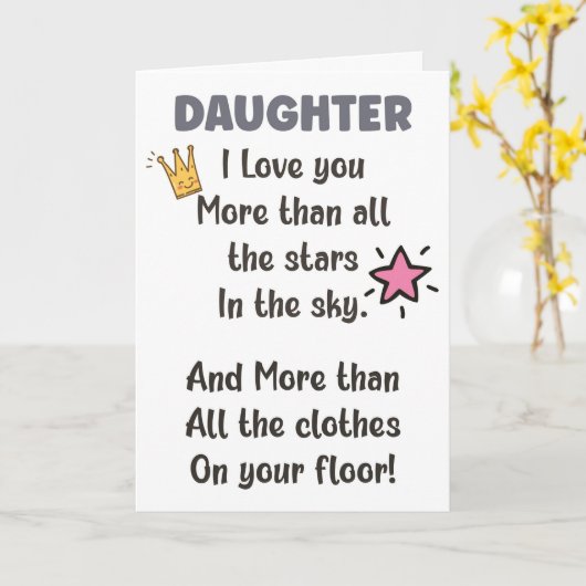 Funny Card voor dochter Kaart (Gele Bloem)