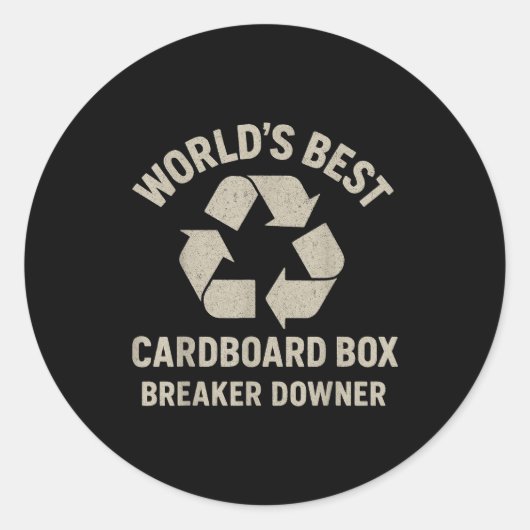 Funny Cardboard Box Breaker Downer Sarcastic Retro Ronde Sticker (Voorkant)