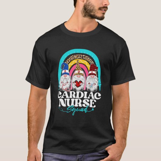 Funny Cardiac Nurse Squad Leopard Rainbow Gnomies T-shirt (Voorkant)