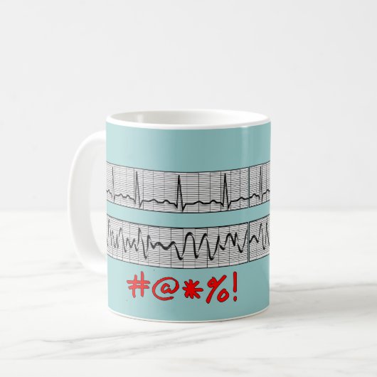 Funny Cardiac Rhythm Strip Gifts Koffiemok (Voorkant links)