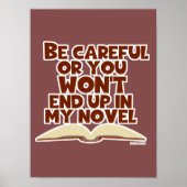 Funny Careful Book Character Author Slogan Poster (Voorkant)