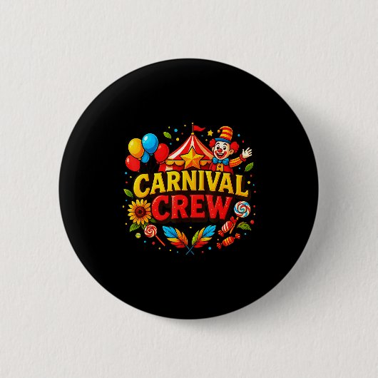 Funny Carnival Crew Circus Party Staff Costume Pri Ronde Button 5,7 Cm (Voorkant)