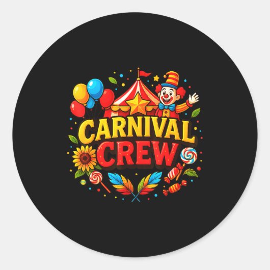 Funny Carnival Crew Circus Party Staff Costume Pri Ronde Sticker (Voorkant)