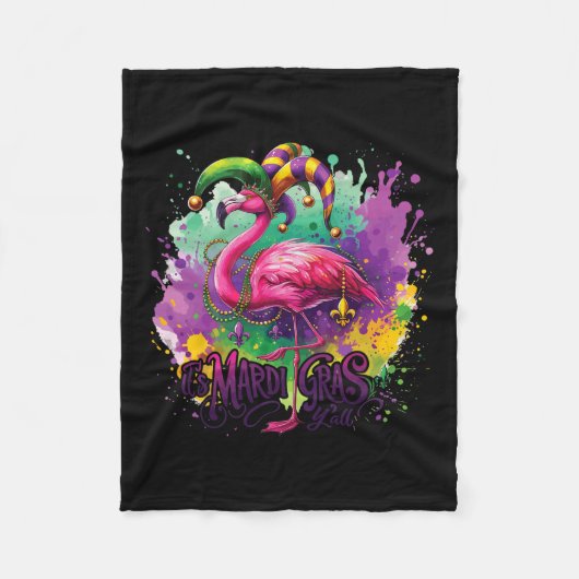 Funny Carnival Party Flamingo Mardi Gras Fleece Deken (Voorkant)