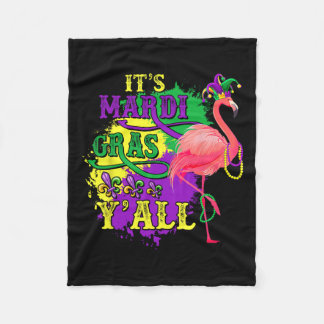 Funny Carnival Party Gift Idea Flamingo Mardi Gras Fleece Deken