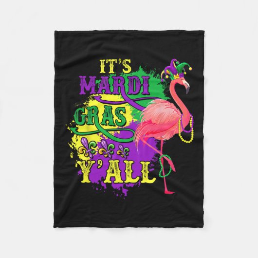 Funny Carnival Party Gift Idea Flamingo Mardi Gras Fleece Deken (Voorkant)