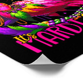 Funny Carnival Party Gift Idea Flamingo Mardi Gras Poster (Hoek)