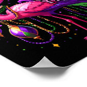 Funny Carnival Party Gift Idea Flamingo Mardi Gras Poster (Hoek)