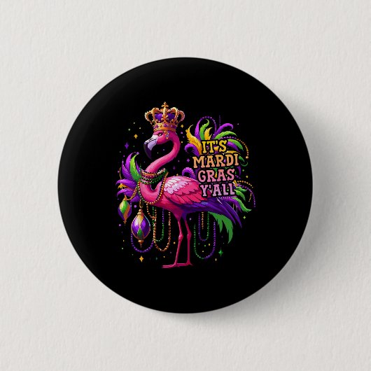 Funny Carnival Party Gift Idea Flamingo Mardi Gras Ronde Button 5,7 Cm (Voorkant)