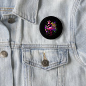 Funny Carnival Party Gift Idea Flamingo Mardi Gras Ronde Button 5,7 Cm (In situ)