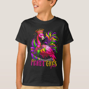 Funny Carnival Party Gift Idea Flamingo Mardi Gras T-shirt