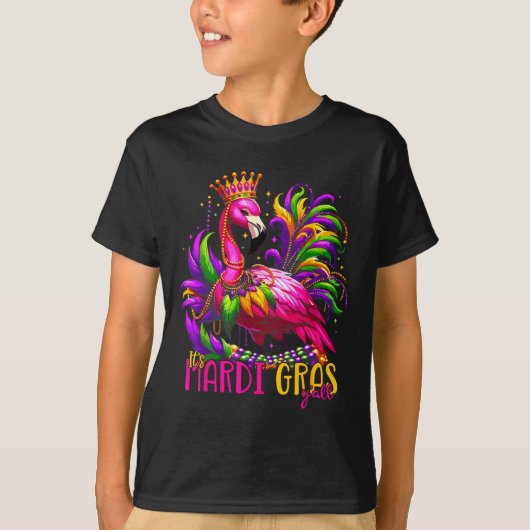 Funny Carnival Party Gift Idea Flamingo Mardi Gras T-shirt (Voorkant)