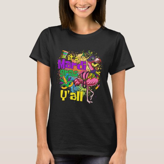 Funny Carnival Party Gift Idea Flamingo Mardi Gras T-shirt (Voorkant)