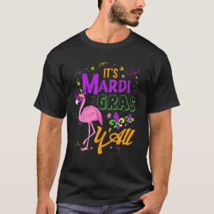 Funny Carnival Party Gift Idea Flamingo Mardi Gras T-shirt