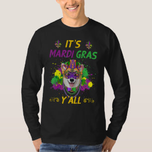 Funny Carnival Party Idea Corgi Dog Mardi Gras T-shirt