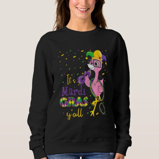 Funny Carnival Party Idea Flamingo Mardi Gras 4 Trui (Voorkant)