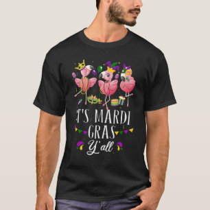 Funny Carnival Party Idea Flamingo Mardi Gras Fami T-shirt