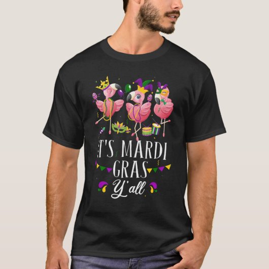 Funny Carnival Party Idea Flamingo Mardi Gras Fami T-shirt (Voorkant)