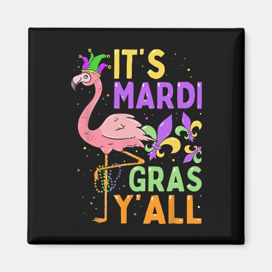 Funny Carnival Party Idea Flamingo Mardi Gras Magneet (Voorkant)