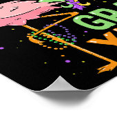 Funny Carnival Party Idea Flamingo Mardi Gras Poster (Hoek)
